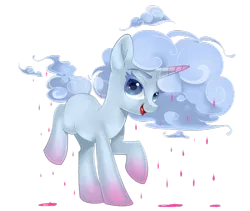 Size: 800x674 | Tagged: safe, artist:mlpdarksparx, derpibooru import, oc, oc:ruby rain, pony, unicorn, cloud, cloud mane, colored pupils, female, looking at you, mare, rain, raised hoof, raised leg, simple background, solo, transparent background