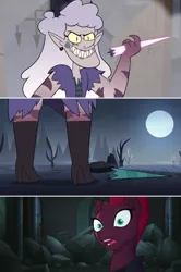 Size: 1365x2051 | Tagged: safe, derpibooru import, edited screencap, screencap, tempest shadow, demon, unicorn, my little pony: the movie, broken horn, comic, horn, meteora butterfly, monster, screencap comic, shocked, shocked expression, spoilers for another series, star vs the forces of evil