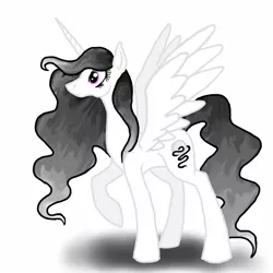 Size: 1250x1250 | Tagged: alicorn, black and white, concept art, derpibooru import, flowy mane, grayscale, horn, monochrome, oc, oc:princess yin, princess, ruler, safe, wings, yin-yang