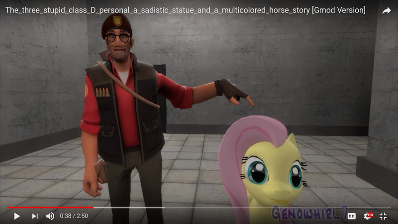 Size: 1366x768 | Tagged: 3d, derpibooru import, fluttershy, gmod, safe, smexual, sniper, team fortress 2, youtube link