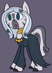 Size: 629x896 | Tagged: safe, artist:cuttycommando, artist:icey-wicey-1517, derpibooru import, nightmare moon, zecora, zebra, clothes, colored, costume, cute, female, jewelry, necklace, nightmare night costume, simple background, solo, wig, zecorable