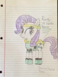 Size: 1024x1371 | Tagged: artist:stephgomz04, derpibooru import, lined paper, mighty magiswords, rarity, safe, solo, traditional art, vambre, vambre warrior