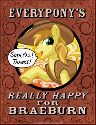 Size: 720x937 | Tagged: safe, artist:texasuberalles, derpibooru import, braeburn, earth pony, pony, braebetes, cowboy hat, cute, hat, leather, looking at you, male, open mouth, raised hoof, smiling, solo, speech bubble, stallion, underhoof, y'all
