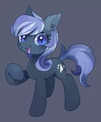 Size: 605x732 | Tagged: safe, artist:lemonheart, derpibooru import, oc, oc:glass arrow, bat pony, earth pony, pony, cute, fangs, female, gray background, looking at you, mare, simple background, smiling, solo
