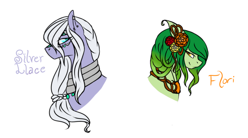 Size: 1024x570 | Tagged: safe, artist:kimyowolf, derpibooru import, oc, oc:flori, oc:silver lace, unofficial characters only, original species, pony, bust, female, male, portrait, simple background, transparent background