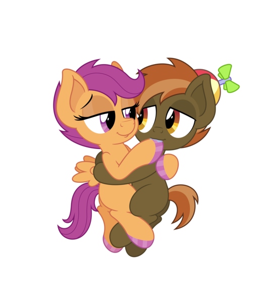 Size: 4331x5006 | Tagged: safe, anonymous artist, derpibooru import, button mash, scootaloo, earth pony, pegasus, pony, absurd resolution, colt, cuddling, female, fetish, filly, foal, hoof fetish, hoof polish, hoof sucking, hug, male, nail polish, scootamash, shipping, simple background, straight, transparent background