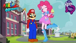 Size: 540x304 | Tagged: safe, derpibooru import, pinkie pie, equestria girls, canterlot high, crossover, crossover shipping, equestria girls-ified, female, male, mario, mariopie, shipping, straight, super mario bros., super mario odyssey