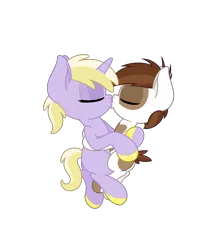 Size: 4331x5006 | Tagged: safe, anonymous artist, derpibooru import, dinky hooves, pipsqueak, earth pony, pony, unicorn, absurd resolution, colored hooves, colt, cuddling, dinkysqueak, female, filly, foal, hoof polish, hug, kissing, male, nail polish, shipping, simple background, straight, transparent background