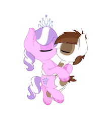 Size: 4331x5006 | Tagged: safe, anonymous artist, derpibooru import, diamond tiara, pipsqueak, earth pony, pony, absurd resolution, colored hooves, colt, cuddling, female, filly, foal, hoof polish, hug, kissing, male, nail polish, piptiara, shipping, simple background, straight, transparent background