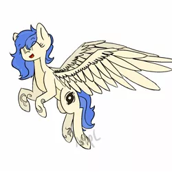 Size: 1500x1500 | Tagged: safe, artist:mlpcreationist, derpibooru import, oc, oc:windrunner, unofficial characters only, pegasus, pony, flying, happy, large wings, smiling, solo, wings