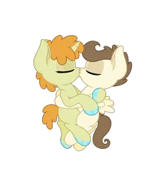 Size: 4331x5006 | Tagged: safe, anonymous artist, derpibooru import, pound cake, pumpkin cake, pegasus, pony, unicorn, absurd resolution, cakecest, caketwincest, colt, cuddling, female, filly, foal, hoof polish, hug, incest, kissing, male, nail polish, shipping, simple background, straight, transparent background