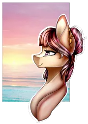 Size: 717x1004 | Tagged: safe, artist:xxmissteaxx, derpibooru import, oc, oc:lyshuu, pegasus, pony, bust, female, mare, ocean, portrait, simple background, solo, transparent background