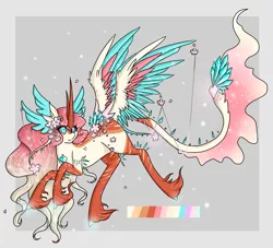 Size: 1280x1164 | Tagged: safe, artist:niniibear, derpibooru import, oc, pegasus, pony, unicorn, adoptable, blue, brown, cute, horns, northling, pink, solo, wings