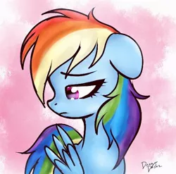 Size: 502x496 | Tagged: safe, artist:danger-dashz, derpibooru import, rainbow dash, pegasus, pony, female, floppy ears, mare, sad, solo