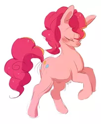 Size: 1044x1280 | Tagged: safe, artist:cherivinca, derpibooru import, pinkie pie, earth pony, pony, cute, diapinkes, eyes closed, female, mare, rearing, simple background, solo, white background