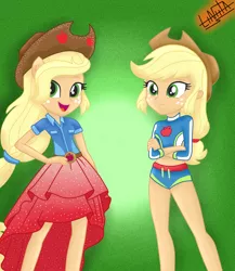 Size: 1300x1500 | Tagged: safe, artist:liniitadash23, derpibooru import, applejack, equestria girls, equestria girls series, forgotten friendship, belly button, belt, clothes, cowboy hat, crossed arms, freckles, hat, midriff, open mouth, ponied up, skirt, solo, stetson, swimsuit