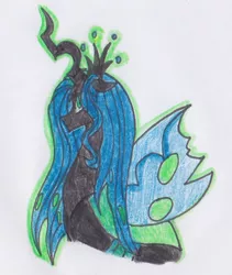 Size: 774x917 | Tagged: safe, artist:draw1709, derpibooru import, queen chrysalis, changeling, changeling queen, female, solo, traditional art