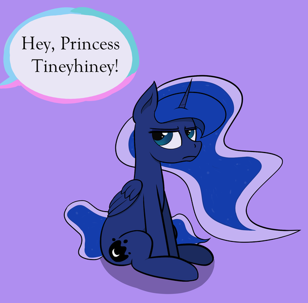 Size: 1775x1750 | Tagged: alicorn, artist:whiskeypanda, clothes, derpibooru import, dialogue, offended, offscreen character, princess luna, purple underwear, safe, simple background, sitting, solo, text, tiny butt, underwear