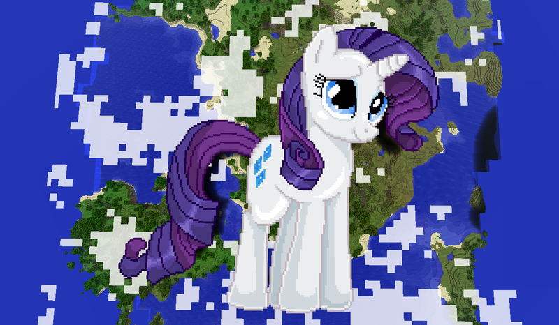 Size: 1440x838 | Tagged: safe, artist:catawump, artist:theunknown644, derpibooru import, rarity, pony, unicorn, 3d, crossover, game screencap, minecraft, minecraft pixel art, pixel art, solo