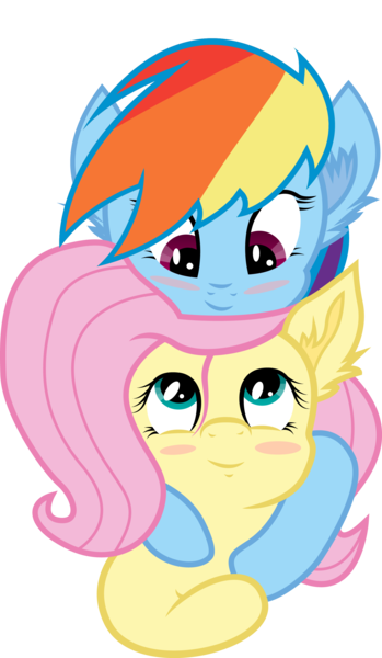 Size: 1658x2850 | Tagged: safe, artist:karanakia, artist:silentmatten, derpibooru import, fluttershy, rainbow dash, pegasus, pony, .ai available, .zip file at source, blush sticker, blushing, female, flutterdash, hug, hug from behind, lesbian, looking at each other, mare, shipping, simple background, smiling, transparent background, vector