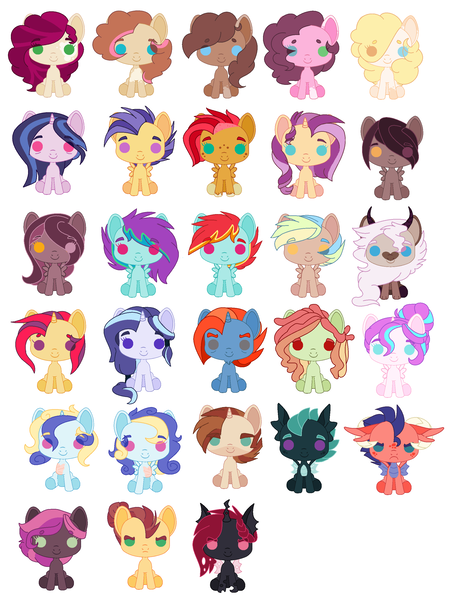 Size: 2144x2864 | Tagged: safe, artist:maiachlte, derpibooru import, princess flurry heart, oc, oc:annastasia, oc:beryl, oc:bolide meteor, oc:confetti cannon, oc:courageous heart, oc:drama king, oc:eclipsed evening, oc:flying colors, oc:gala amethyst, oc:golden hooves, oc:harmony, oc:honey sandwich, oc:jam sandwich, oc:jasper, oc:kratos, oc:lax insense, oc:love poison, oc:north star, oc:peanut sandwich, oc:prince mirage, oc:raspberry cheesecake, oc:ristretto, oc:sandstorm winds, oc:smokey quartz, oc:valiant heart, oc:whirling skies, oc:willow rose, unofficial characters only, changeling, draconequus, dragon, earth pony, hybrid, pegasus, pony, unicorn, adopted offspring, amputee, base used, changeling oc, chibi, draconequus oc, female, interspecies offspring, magical gay spawn, magical lesbian spawn, male, mare, next generation, offspring, parent:applejack, parent:babs seed, parent:big macintosh, parent:bulk biceps, parent:button mash, parent:cheese sandwich, parent:cinnamon chai, parent:discord, parent:donut joe, parent:fashion plate, parent:flash sentry, parent:fluttershy, parent:garble, parent:lightning dust, parent:pinkie pie, parent:princess cadance, parent:princess celestia, parent:princess ember, parent:queen chrysalis, parent:rainbow dash, parent:rarity, parent:sassy saddles, parent:shining armor, parent:spike, parent:starlight glimmer, parent:sweetie belle, parent:thorax, parent:tree hugger, parent:trixie, parent:twilight sparkle, parent:twist, parents:babstwist, parents:bulkhugger, parents:cheesepie, parents:cinnamon donut, parents:dislestia, parents:emble, parents:flashlight, parents:fluttermac, parents:rainbowdust, parents:rarijack, parents:shiningcadance, parents:startrix, parents:sweetiemash, parents:thoraxspike, simple background, stallion, twins, white background