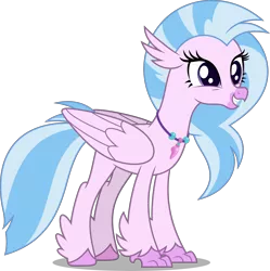Size: 4984x5000 | Tagged: absurd resolution, artist:dashiesparkle, classical hippogriff, derpibooru import, female, hippogriff, jewelry, leaning forward, necklace, safe, school daze, silverstream, simple background, solo, .svg available, transparent background, vector