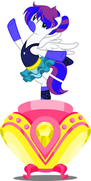 Size: 2300x4568 | Tagged: safe, artist:princeduskstripe, derpibooru import, oc, oc:silver wing, unofficial characters only, pegasus, pony, a royal problem, arabesque, ballerina, ballet, blue eyes, clothes, music box, simple background, smiling, solo, transparent background, tutu