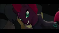 Size: 1920x1080 | Tagged: derpibooru import, discovery, evil grin, grin, klugetown, my little pony: the movie, safe, screencap, silly little ponies, sinister, smiling, storm guard, tempest shadow, tempest shadow's bodyguard