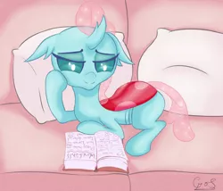 Size: 1400x1200 | Tagged: artist:godofsteak, book, changedling, changeling, couch, derpibooru import, female, lidded eyes, lorem ipsum, ocellus, pillow, reading, safe, school daze, solo