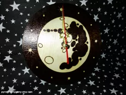 Size: 2560x1920 | Tagged: artist:aracage, clock, derpibooru import, etsy, irl, mare in the moon, moon, photo, pyrography, safe, traditional art, woodwork