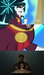 Size: 960x1660 | Tagged: amulet, angry, chancellor neighsay, derpibooru import, discovery family logo, doctor strange, edit, edited screencap, eye of agamotto, portal, safe, school daze, screencap