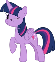 Size: 4894x5579 | Tagged: absurd resolution, alicorn, artist:jhayarr23, cute, derpibooru import, one eye closed, one hoof raised, safe, school daze, simple background, solo, transparent background, twilight sparkle, twilight sparkle (alicorn), vector, wink