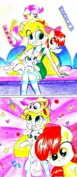 Size: 562x1280 | Tagged: safe, artist:liaaqila, derpibooru import, apple bloom, scootaloo, sweetie belle, pony, :p, adorabloom, comic, crossover, cute, cutealoo, cutie mark crusaders, diasweetes, photo booth, silly, silly pony, star butterfly, star vs the forces of evil, tongue out, traditional art