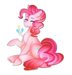 Size: 2923x3067 | Tagged: safe, artist:kurochhi, derpibooru import, pinkie pie, earth pony, pony, eyes closed, female, mare, simple background, sitting, smiling, solo, transparent background