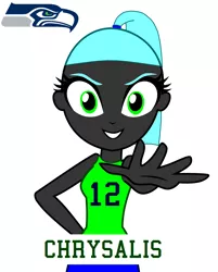 Size: 2456x3056 | Tagged: safe, derpibooru import, queen chrysalis, dance magic, equestria girls, 12th man, american football, base used, equestria girls-ified, nfl, seattle seahawks, sports, trading card, vector