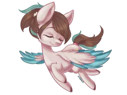 Size: 800x600 | Tagged: safe, artist:usamin, derpibooru import, oc, oc:ether net, unofficial characters only, pegasus, pony, commission, eyes closed, flying, gliding, simple background, solo, spread wings, transparent background, two toned wings, wings, ych result