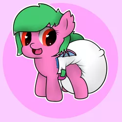 Size: 2500x2500 | Tagged: safe, artist:anonymilk, derpibooru import, oc, oc:lolly crunch, unofficial characters only, bat pony, pony, baby, baby pony, bat pony oc, cute, diaper, diaper inflation, female, filly, foal, impossibly large diaper, poofy diaper