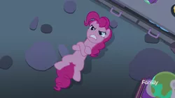 Size: 1920x1080 | Tagged: crossed arms, derpibooru import, discovery family logo, gritted teeth, laying on ground, lying down, peeved, pinkie pie, pouting, safe, screencap, the maud couple