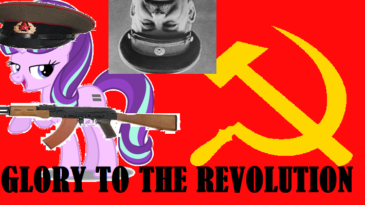 Size: 710x400 | Tagged: 1000 hours in ms paint, ak-47, assault rifle, communism, derpibooru import, equality, equality mark, gun, hammer and sickle, josef stalin, oc, rifle, s5 starlight, safe, stalin glimmer, starlight glimmer, weapon