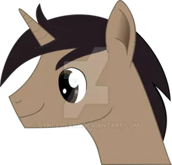 Size: 600x576 | Tagged: safe, artist:syncedsart, derpibooru import, oc, oc:midnight linguist, unofficial characters only, unicorn, bust, digital art, inkscape, male, portrait, simple background, solo, stallion, transparent background, vector, watermark