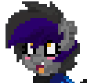 Size: 126x120 | Tagged: suggestive, artist:darkwolfhybrid, derpibooru import, oc, oc:midnight, unofficial characters only, bat pony, pony, pony town, ahegao, bat pony oc, blushing, climax, open mouth, pixel art, simple background, solo, tongue out, transparent background