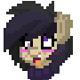 Size: 90x89 | Tagged: suggestive, artist:darkwolfhybrid, derpibooru import, oc, oc:darkius wolficus, unofficial characters only, bat pony, pony, pony town, bat pony oc, blushing, freckles, pixel art, simple background, solo, tongue out, transparent background