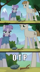 Size: 664x1169 | Tagged: boulder (pet), cargo ship, crack shipping, derpibooru import, edit, edited screencap, joke shipping, maud pie, meme, mudbriar, otp, safe, screencap, shipping, shipping fuel, smiling, stick and stone, text, the maud couple, twiggy (pet), when she smiles