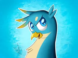 Size: 1200x900 | Tagged: safe, artist:magicbriz, derpibooru import, gallus, gryphon, school daze, bust, portrait, signature, solo