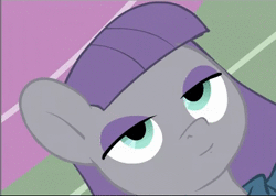 Size: 460x328 | Tagged: source needed, suggestive, artist:rip, artist:tiarawhy, derpibooru import, edit, maud pie, pony, female, implied sex, inverted mouth, smiling, solo, solo female, sound, sound only, vocaroo, webm, when she smiles