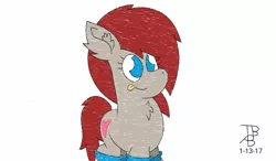 Size: 1280x750 | Tagged: safe, artist:thebadbadger, derpibooru import, oc, oc:ponepony, earth pony, pony, clothes, simple background, socks, white background