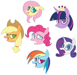Size: 8192x8012 | Tagged: safe, artist:amarthgul, derpibooru import, applejack, fluttershy, pinkie pie, rainbow dash, rarity, twilight sparkle, alicorn, earth pony, pegasus, pony, unicorn, the maud couple, absurd resolution, cowboy hat, female, hallucination, hat, i never learned to read, looking at you, mane six, mare, no pupils, pacman eyes, simple background, transparent background, vector