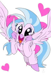 Size: 800x1214 | Tagged: artist:emositecc, classical hippogriff, cute, derpibooru import, diastreamies, excited, female, happy, heart, hippogriff, safe, school daze, silverstream, simple background, smiling, solo, spread wings, squee, squishy cheeks, transparent background, wings
