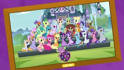 Size: 1920x1080 | Tagged: safe, derpibooru import, screencap, applejack, auburn vision, berry blend, berry bliss, citrine spark, clever musings, fire quacker, fluttershy, gallus, huckleberry, november rain, ocellus, peppermint goldylinks, pinkie pie, rainbow dash, rarity, sandbar, silverstream, slate sentiments, smolder, spike, starlight glimmer, strawberry scoop, sugar maple, summer breeze, summer meadow, twilight sparkle, twilight sparkle (alicorn), yona, alicorn, changedling, changeling, classical hippogriff, dragon, earth pony, gryphon, hippogriff, pegasus, pony, unicorn, yak, school daze, season 8, bow, cloven hooves, cowboy hat, female, framed picture, friendship student, hair bow, hair bun, hat, intro, jewelry, looking at you, male, mane six, mare, necklace, salute, school of friendship, sitting, stallion, student six, teenager, wall of tags