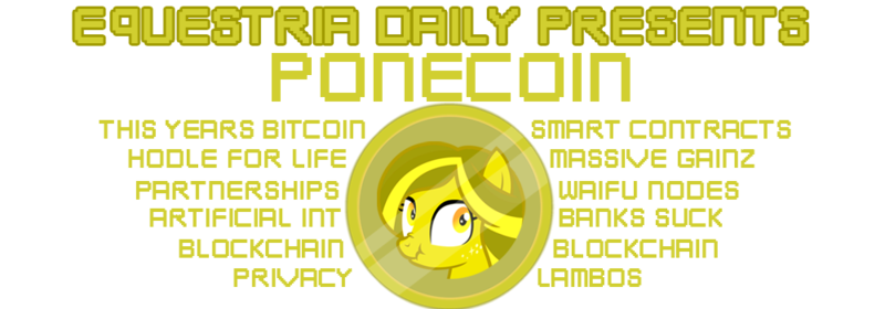 Size: 1000x350 | Tagged: safe, derpibooru import, equestria daily, april fools, april fools 2018, bitcoin, cryptocurrency, image, png, simple background, transparent background